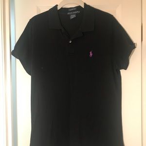 black ralph lauren polo with purple logo